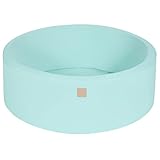 MEOWBABY Bällebad Baby - Rund 90x30cm Ball Pit für Kinder ab 1 Jahr ohne Bälle - Weiches & Sicheres Bällepool, Cotton, Minze