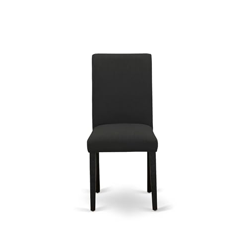 East West Furniture ABP6T24 Abbott Parson Chairs - Black Color Linen Fabric Upholstered Dining Chairs, Set of 2, Wirebrushed Black