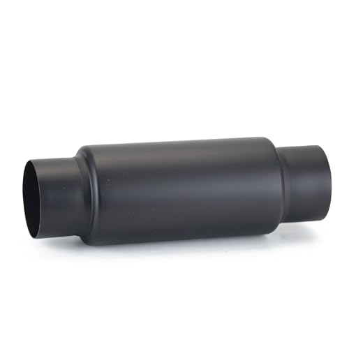 Image of A-KARCK 3 inch Inlet Exhaust Resonator, 3 inch Inlet 3 inch Outlet 12 inch Overall Length Muffler Resonator Stainless Steel,Polished(Black)