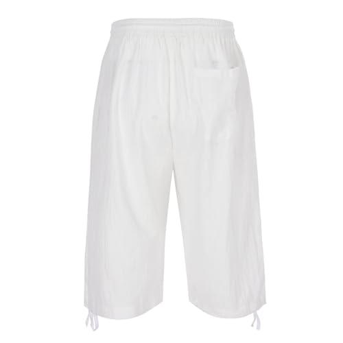 Pants for Men Summer Fashion Workout Capri Pants Mens Cotton Linen Cropped Trousers Drawstring Elastic Waisted Jogger3