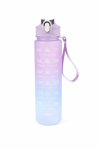 Image of 900ml Motivation Water Bottle with Time Marker | Leakproof Flip Lid | BPA Free Sports Water Bottle for Gym, Office, School & Travel [ Multicolor Pack of 1 ]