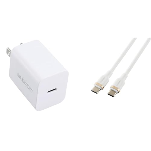 【Type-Cケーブルセット】 エレコム 充電器 Type-C USB-C 20W USB PD対応 1ポート PSE認証品 GaN採用 折りたたみ式プラグ ホワイト EC-AC6820WH + エレコム USB Type C ケーブル 1m 100W PD対応 高速充電 シリコン素材 やわらか ホワイト MPA-CCECSS10WH