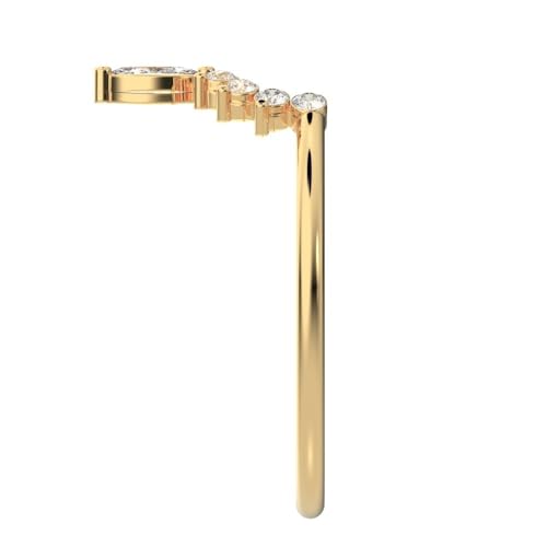 0.26 Ct Marquise Cut Diamond Dainty Minimalist Stackable Tiara Crown Chevron Eye Solid 14K Yellow Gold Everyday Wedding Band3