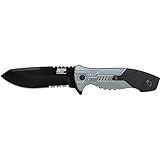 Smith & Wesson M&P SWMPF2BS 8.7in S.S. Full Tang Fixed Blade Knife with 4.1in Serrated Clip Point Blade and Aluminum Handle for Tactical, Survival and EDC,Black