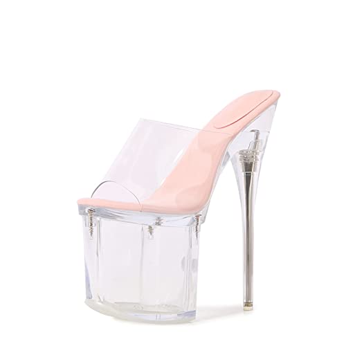 Sandales transparentes super hautes de 19cm à talon aiguille et semelle plateforme pour femme