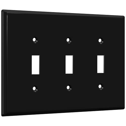 Enerlites Triple Light Switch Wall Plate, Toggle Switch Plate, Gloss Finish, 3-Gang Mid-Size 4.88" X 6.77", Unbreakable Polycarbonate Thermoplastic, Ul Listed, 8813M-Bk, Black #TOP7