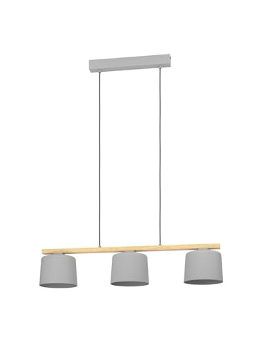 Lustre suspension gris et bois 3 lampes GL1662 Generico