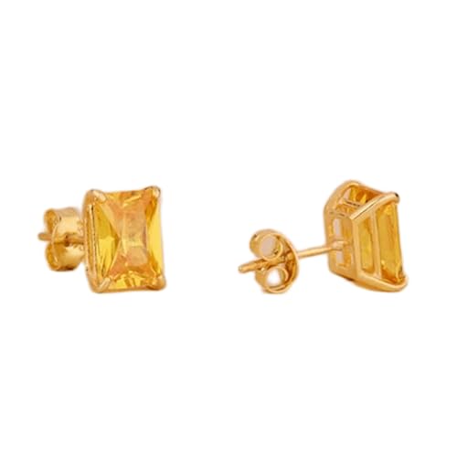 Boucles d'oreilles citrine naturelle argent sterling 925 plaqué or femme