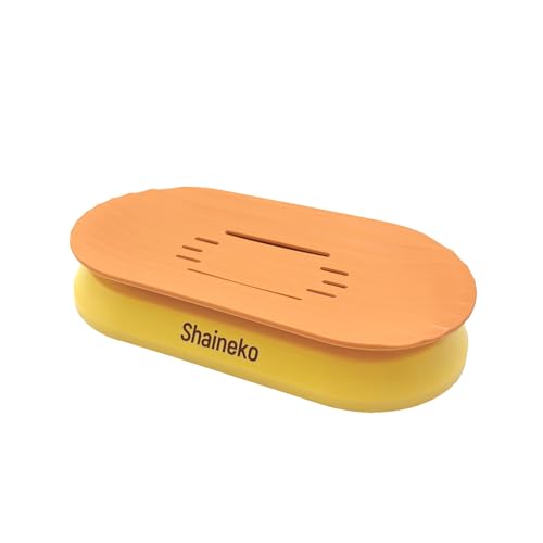 Shaineko Self-Draining Soap Dish for Shower - Bar Soap Holder with Drainage Holes, Wall Mounted, Non-Slip Weighted Base, Removable Tray for Bathroom Sink or Shower Ledge(Orange & Yellow)