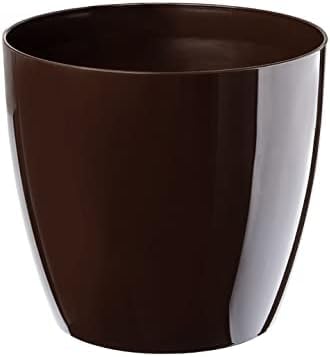 B2C Plant Pot Flower 20 Colours 9 sizes Gloss Plastic Plant Pots Planter Saucer Tray Deco (9.5 cm/ 3.7 inch, Brown)