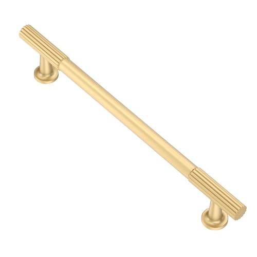 Alzassbg 6-1/4" Brushed Gold Cabinet Pulls and Handles 10 Pack, AL3095MGP