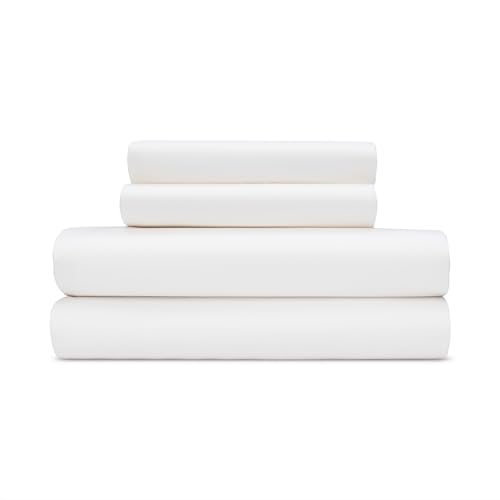 BleuBully Pure Beech Modal Sateen Sheet Sets – 400TC Cooling Sheets - Buttery Soft, Luxurious Sateen Sheets from Beechwood (Ivory White, Queen)