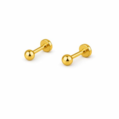 Image of 925 Sterling Silver 18K Gold 1 Micron Plating Dot Stud Earrings for Women & Girls | Lightweight & Tarnish Resistant