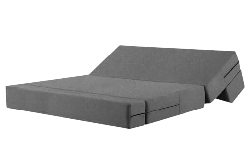 Image of Rosebell 3 Seater Sofa Cum Bed - Grey | 5x6 Feet | Jute Fabric with Removable Washable Cover & Cushion | Space-Saving Furniture for Home & Office