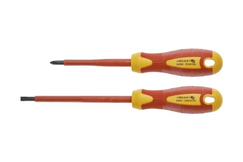 HÖGERT TECHNIK Juego de 2 destornilladores aislados Destornillador de estrella y destornillador plano 1000 V Destornillador manual, stal S2