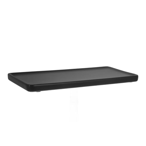 Bandeja rectangular pequeña de cerámica gris mate miniatura 1