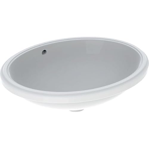 Geberit VariForm Lavabo sottopiano Ovale, 500x400mm, Senza Foro per Rubinetto, con troppopieno, colorazione: Bianco, con KeraTect - 500.753.00.2