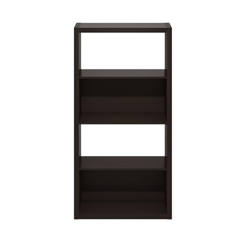 Image of Furinno Viola 4-Tier Book Shelf, Extra Thick Frame Bookshelf, Dark Oak | Open Shelf, Open Back Design, 11.3 inch x 23.2 inch x 45.4 inch, for Living Room, Bedroom, Home Office