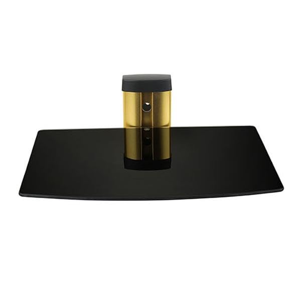 Floating Wall Mounted Strengthened Tempered Glass Shelf for DVD Cable Boxes Black