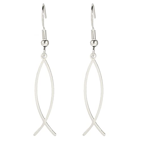 Jesus Fish Faith Symbol Earrings For Women Stainless Steel Chic