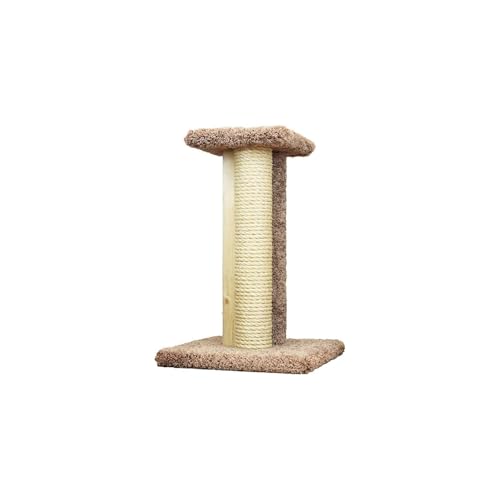HomeStock Coastal Charm Premier Triple Cat Scratcher - Multi-Surface Scratching Post with Sisal, Wood, and Carpet, Handcrafted in The USA