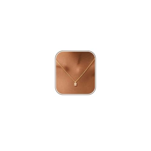 Image of Gold Silver Necklace for Women, Dainty Cubic Zirconia Pendant