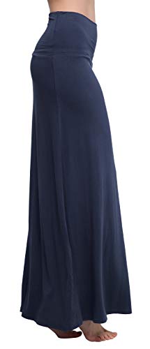 Image of Urban CoCo Women's Stylish Spandex Comfy Fold-Over Flare Long Maxi Skirt