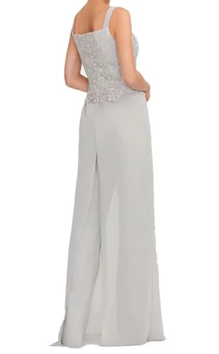 3 Pieces Mother of The Bride Pant Suits for Women with Jacket Lace Chiffon Long Sleeve Formal Evening Outfit4
