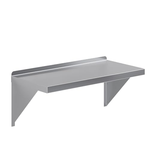 Image of AmGood 14 inch x 30 inch Stainless Steel Wall Shelf | Appliance & Equipment Metal Shelving | Kitchen, Restaurant, Garage, Laundry, Utility Room | Heavy Duty | Squared Edge | NSF Certified