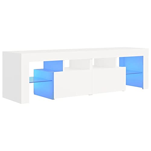 vidaXL-Mueble-para-TV-con-Luces-LED-Soporte-Armario-Aparador-Estante-Salon-Sala-de-Estar-Decoracion-Entretenimiento-Gris-Hormigon-140x35x40-cm