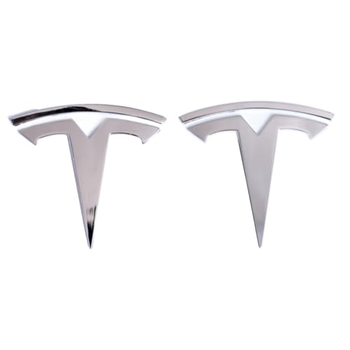 Model Y Badge Emblem - Front Hood and Rear Trunk Replacement Logo Compatible with Tesla Model Y - 3D Metal Emblem Set (2 Pieces, Chrome)