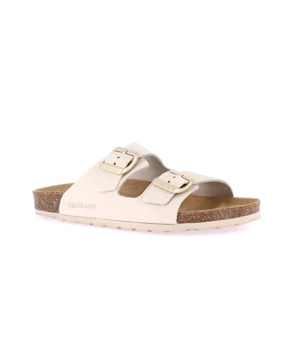 Mules cuir SARA Grunland beige crème, l'excellence des chaussons