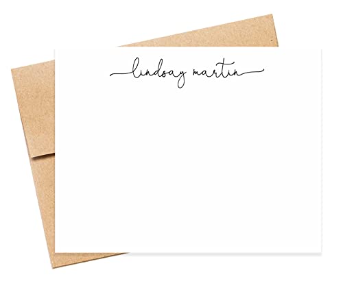 Elegant Script Personalized Stationery for Women, Custom Stationary Gift Set with Choice of Ink Colors and Envelopes