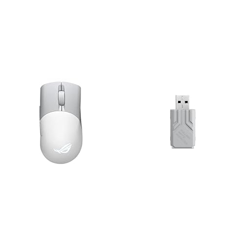 Image of ASUS ROG Keris Wireless Aimpoint Gaming Mouse (75g, 42K DPI, White) + ROG Polling Rate Booster (8000Hz, White) Bundle