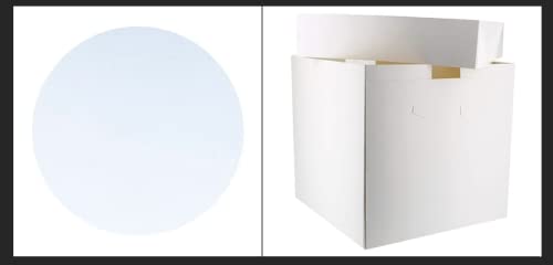Art of Cake® 10 in MASONITE Board RND (5mm Thick) and WHITE CAKE BOX (10"x10"x10"), 10 inches