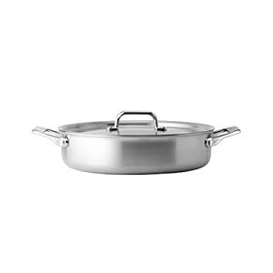 Misen 6 Quart Stainless Steel Rondeau Pot with Lid – 5-Ply Steel Braiser Pan with Handles