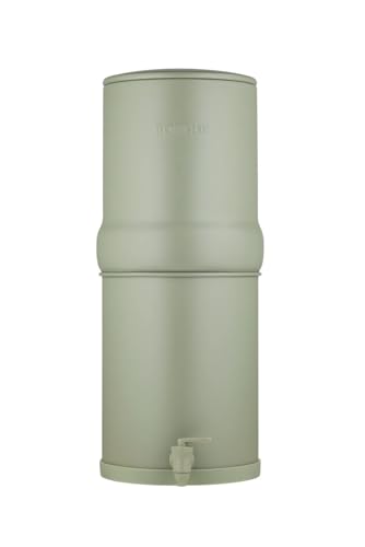 Boroux-Legacy-Gravity-Fed-Countertop-Stainless-Steel-Water-Filter-System-3-Gallons-with-2-Authentic-Black-Foundation-Filters-Sage
