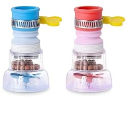 Water Filter Faucet Bathroom Sink - 2 Pcs? One in Pink and one in Blue ? Water Filter for Sink Bathroom Faucet Extender Kitchen - 360° Adjustable