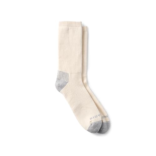 Red Wing Shoes Cushion Crew Socks, Stretchable Cotton/Nylon/Polyester Blend, Cream, 9-12 (1 pair)