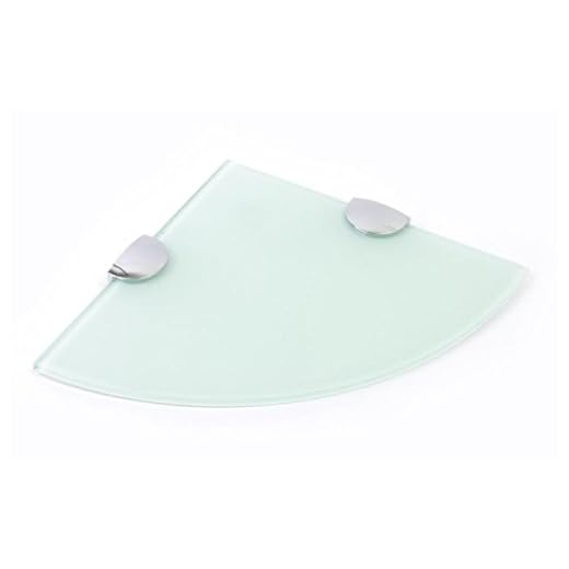 BSM Marketing Estante esquinero de cristal templado de 200 mm y 6 mm de grosor, para baño, dormitorio, cocina, con soportes cromados grandes (blanco)