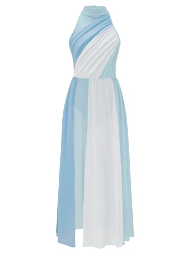 Runhomal Vestido para Niñas de Danza Lírica Contemporánea, Traje de Danza Clásica Moderna, Ropa de Baile 5 16 Años, B azul claro, 15 16 Años