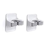 Besen Mop Halter, Besen Halter Wandhalterung selbstklebend Kein Bohren Super Rutsch, Selbstklebende Mop Besenhalter, Badezimmer, Küche, Garten, Garage(2 PCS Weiß)