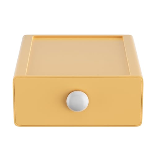 デスクトップ引き出しストレージボックスホームオフィス用品用の多機能効率的なオーガナイザースペース節約大容量 (レモンイエロー)