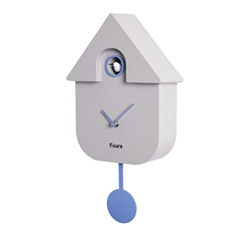 Lista de Relojes de cuco los mejores 5. 45 Fisura - Reloj de cuco. Reloj de pared. Reloj de pared original para regalo. 3 pilas AA no incluidas. 21,5 x 8 x 41,5 Material: plástico ABS. (Gris)