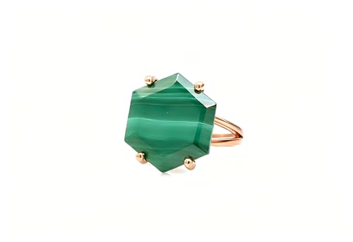 Bague en malachite hexagonale or pour femme bague de fiançailles mode