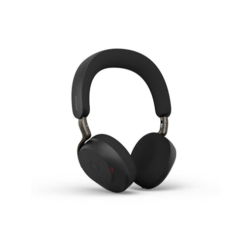 Image of Jabra Evolve3 75 On-Ear Wireless Bluetooth Headset with Mic and Wireless Charging Stand for Work, USB-A, AI Voice Call Technology, Advanced ANC, 22-Hour Battery, Microsoft Teams Certified, Black