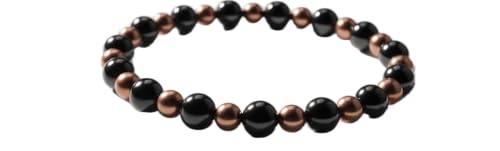 OUTLETISSIMO® Bracelet magnétique en cuivre et hématite noire de 3800 Gauss, bracelet thérapeutique unisexe de 8 mm, idée cadeau pour bien-être et santé S115