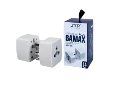 JTP Universal Adapter, International All in 1 Worldwide Travel Adapter and Wall Charger 150 + Countries with Multi Type Power Outlet Electrical Plug Compatible with Mobile,Laptop,Camera –White