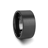 Roy Rose Jewelry Anillo de boda negro plano de carburo de tungsteno para hombre, acabado cepillado, ajuste cómodo, 2 mm, 4 mm, 6 mm, 7 mm, 8 mm, 10 mm, 12 mm de ancho. Nombre del estilo: San Antonio