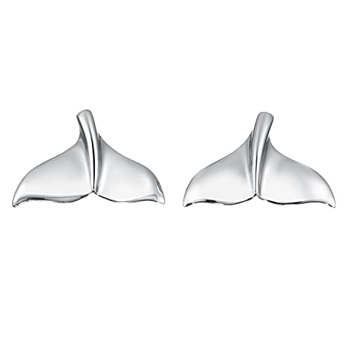 Sterling Silver Whale Tail Stud Earrings